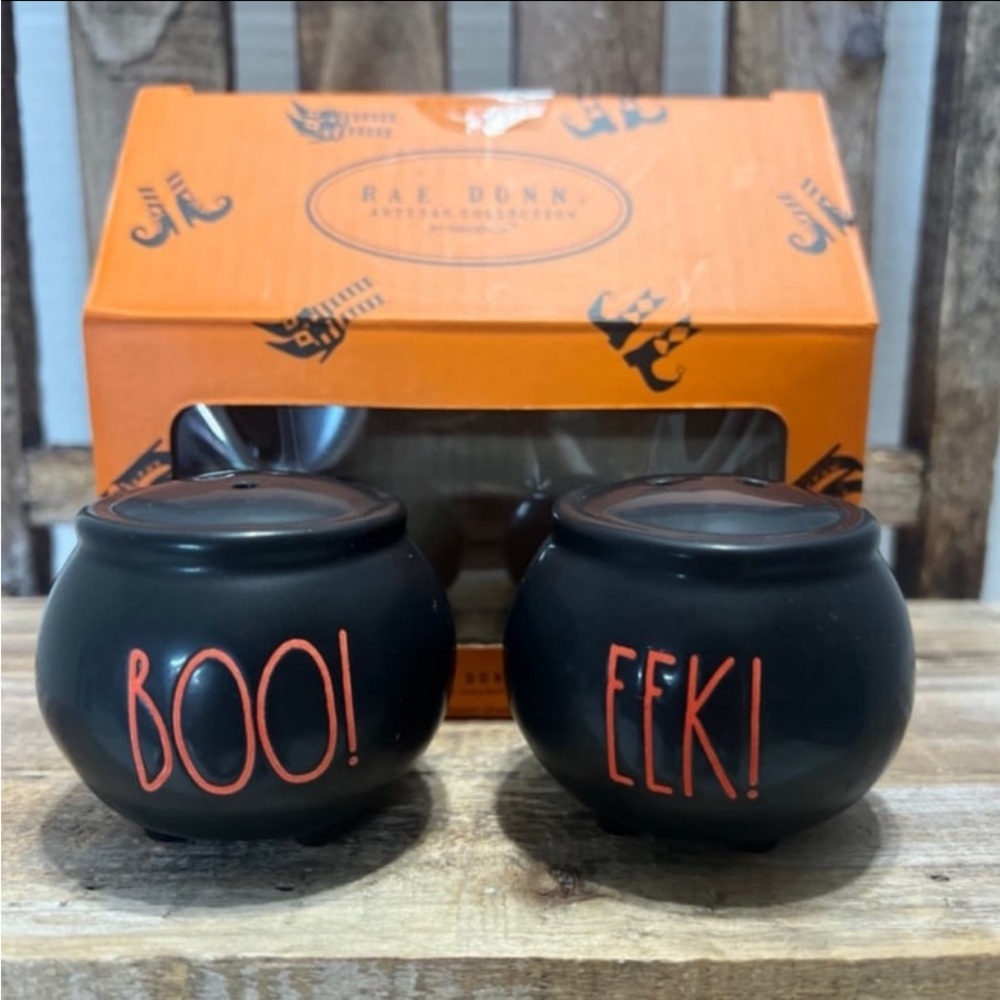 Rae Dunn Halloween Black Cauldron Shakers